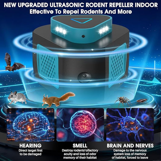 2Pack Ultrasonic Pest Repellent Plug in,Indoor Pest Insect Control Traps for Rodent Mouse Rat Spider Ant Bug Bats Roach,Mice Repellent Ultrasonic Plug in 4 Modes for Attic Warehouse Basement Garage