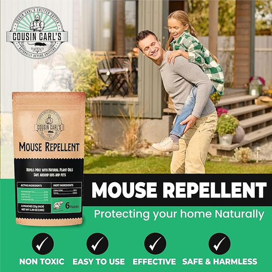 Cousin Carl’s Natural Mouse Repellent Pouches – Plant-Based Pest Control Formula (12-Pack)