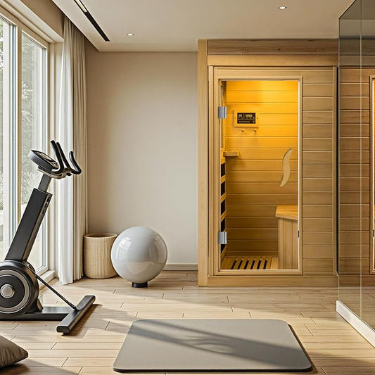 HomeMiYN Far Infrared Wood Sauna Box,Traditional Sauna Room Indoor Home Spa Low-Emf Dry Saunas Single Person Spa Canada Hemlock,Nature