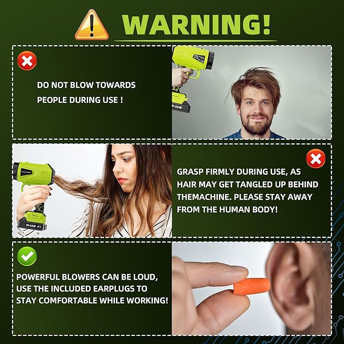 RICIVI Cordless Leaf Blower, 2 x 21V 3000mAh Batteries, Lightweight & Adjustable Speed, 500W Power, 464 CFM, 50,000 RPM, Ideal for Yard & Garden Cleanup