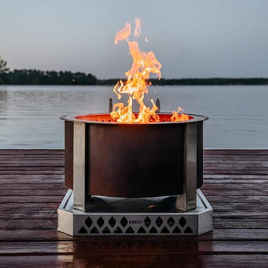 Breeo Base X30 (31.6 Inch) - Fire Pit Mat for Deck Protection - Multi Surface Safe - Superior Heat Protection and Airflow - Stainless Steel Fire Pit Accessory for Outside & Outdoor Surfaces - USA Made