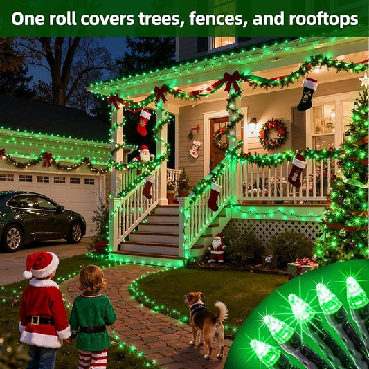 750 LED 240FT Christmas Lights Outdoor,12 Lighting Modes Christmas String Lights with Timer, Dimmable Plug in Green LED StringLights Waterproof for Yard Tree Wedding Party Holiday Green