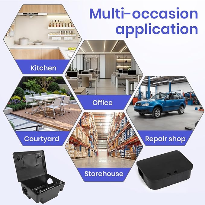 12 Pack Key–Required Rat Bait Stations & Mouse Bait Stations – 6 Large & 6 Compact, Lockable Weather–Resistant Plastic for Indoor & Outdoor – Keeps Children & Pets Safe