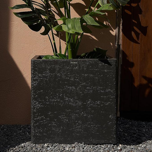 20 Inch Square Concrete Planter(20Lx20Wx20H,48 Pounds),Durable All-Weather Use with Drainage Holes,Large Square Planter for Outdoor Indoor Plants