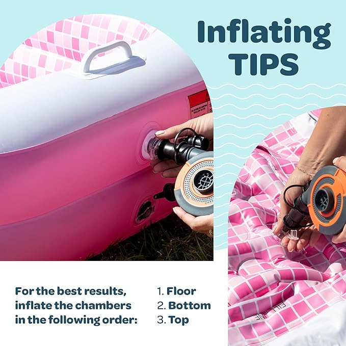 2-in-1 Inflatable Kiddie Pool, 65"x39"x10" (5'5") Soft Cushioned Floor, Handles, Drain, Shallow Rectangular Blowup Swimming Pool for Kids Age 2+ Toddler Ball Pit, Small Adult Backyard Tanning Pool