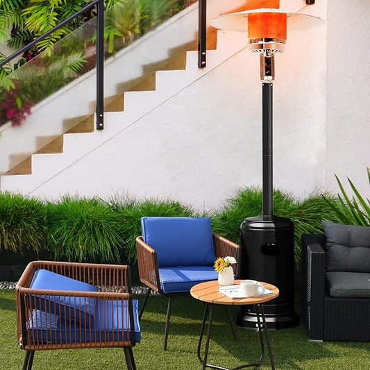Tangkula 50,000 BTU Propane Outdoor Heater, Patio Heater with Stainless Steel Burner, Tip-over Protection and Wheels, Outdoor Heaters for Patio Commercial and Residential (Black)