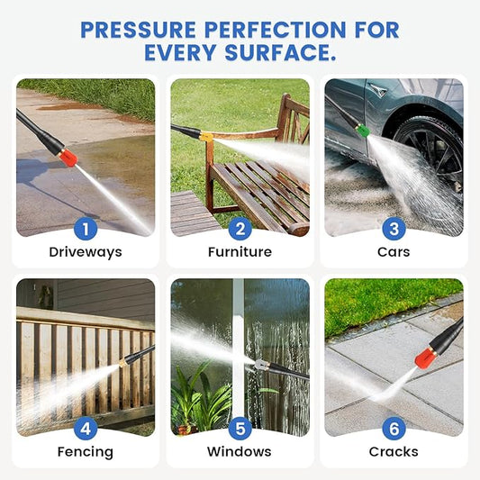 Imdot Adjustable Pressure Cleaner with 33FT Flexible Extension Hose + 34FT Power Cord, 4 Nozzles, Foam Cannon, Best Power Cleaner for Cars, Patios, Driveways, Green