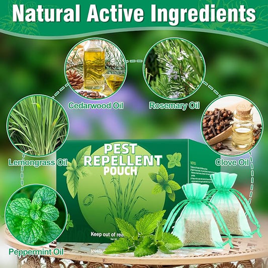 Spider Repellent for Indoor, 24 Pcs Natural Peppermint Oil Spider Deterrent Pouches Spiders Roach Ant Away, Pest Control Spider Repellant Solution for House Garage Patio Attic, Family & Pet Safe