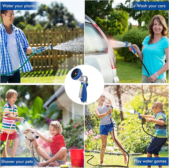 RESTMO Garden Hose Nozzle w/ 180° Adjustable Swivel Head, High Pressure Hose Sprayer, 10 Spray Pattern | Self-Lock Trigger | Water Flow Control, for Outdoor Lawn & Garden Watering, Car & Pet Washing