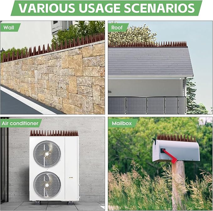 Bird Spikes,Pigeon Outdoor Deterrent Device,30 Pack Bird Deterrent Spikes for Small Birds Pigeon Squirrel Raccoon Cats Bird Defender Spikes for Outside to Keep Birds Away, 29.53 Feet(9 M,Brown