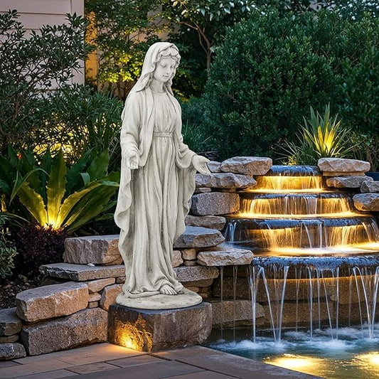 Ultym Virgin Mary Statue Outdoor, Large 30 Inch Religious Garden Statue, Blessed Mother Mary Statues Catholic, Durable Weather MGO Stone Sculptures Decor, Lawn Art for Home,Yard,Patio,Forch