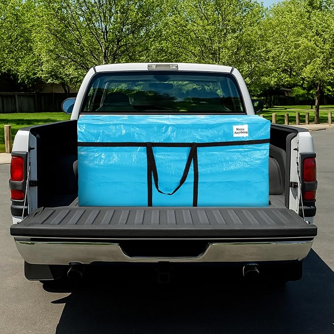 Windyun 4 Pack 57 Gallon Extra Large Storage Bags XXL Moving Bags with Zipper Handles Heavy Duty Jumbo Big Tote Box for Christmas Tree Storage 4, 5, 7.5, 9, 10, 12 ft Skeleton College Dorm(Lake Blue)