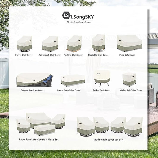 Patio Swivel Chair Cover 4 Pack,Waterproof Heavy Duty Outdoor Chair Covers,Outdoor Swivel Chair Cover for Patio Furniture Covers(30 W x 34 D x 36 H inches),Beige