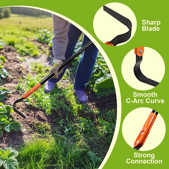 Pragmatist L Shaped Garden Hoe Tool, 70.9Inch Heavy Duty Manual Crevice Weeding Hoe - Weeder & Cultivator Hoe Garden Tool with Adjustable Long Handle for Digging, Trenching, Weeding, Loosening Soil