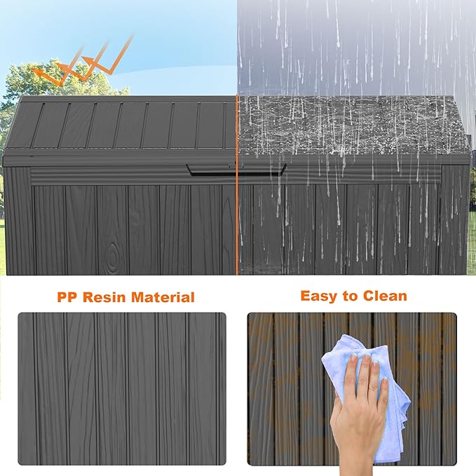75 GallonOutdoor Storage Box,Resin Deck Boxes Waterproof, IndoorOutdoor Bin for Package Delivery, Patio Cushions, Gardening Tools, Lockable, UV Resistant