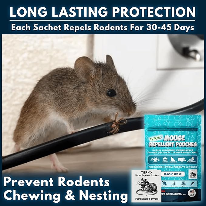 6Pack Natural Mouse Repellent Pouches Botanical Mice Repellent Pouches Vamoose Rodent-Repelling Pouches for Indoor and Outdoor Pest Control Pouches for Home Attic Office Shed Storage/RV