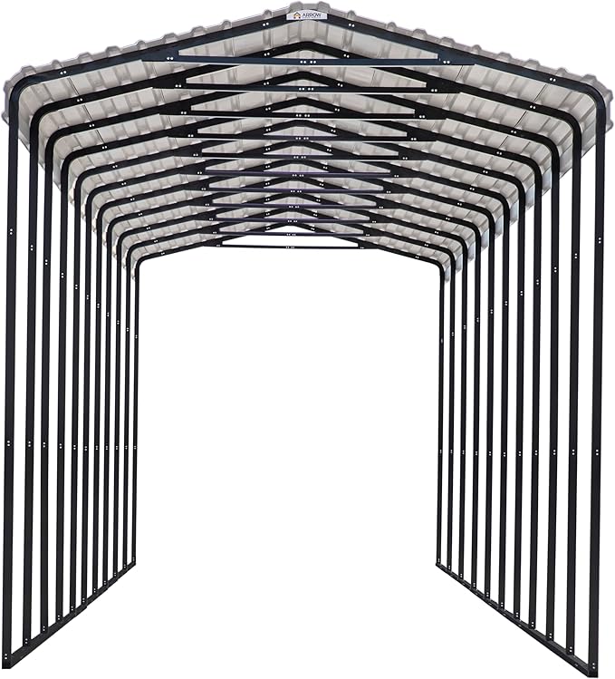 Arrow Carports Galvanized Steel Carport, RV Metal Carport Kit, 14' x 51' x 14', Charcoal