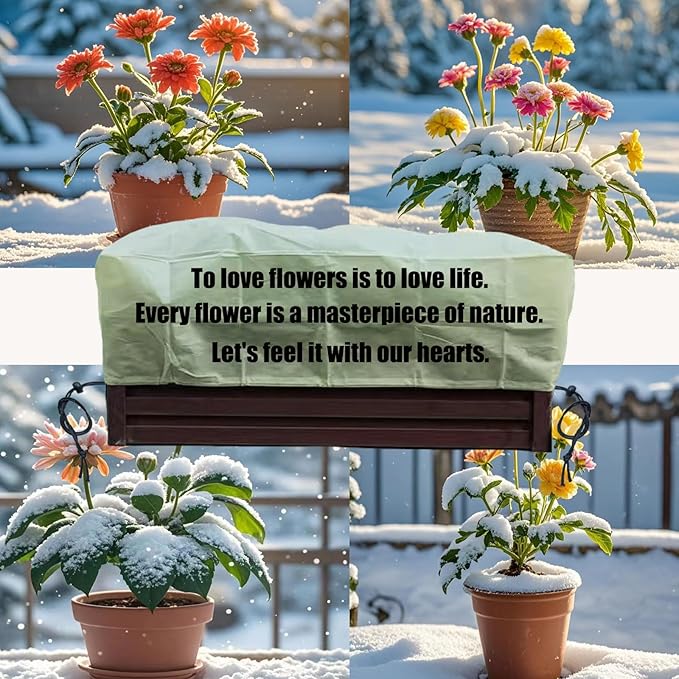 EJW Planter Cover, Frost Cloth, 39'' x 17.7'' x 15.7'' Frost Cloths for Outdoor Plants,Garden Covers for Winter, Planter Covers for Winter, Plant Covers Freeze Protection,4PACK
