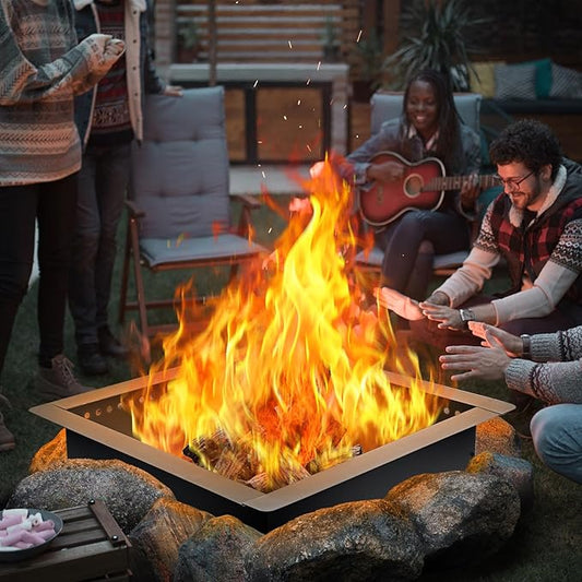 36 inch Outdoor Fire Pit Liner, Square Heavy Duty Fire Pits, Rim Insert Firepit for Outside, DIY Campfire Fireplace