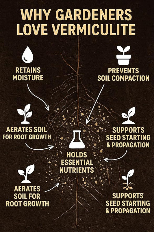 Horticultural Organic Vermiculite for Plants - Medium Grade - Natural Soil Additive for Gardening, Houseplants, Mushrooms, Potted Plants, Hydroponics, Terrariums (5 Quart)
