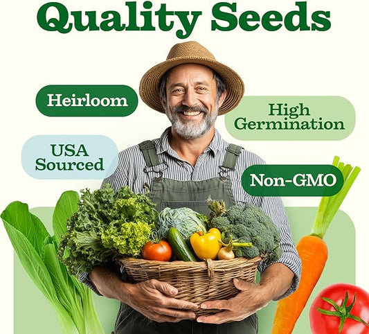 HOME GROWN 55 Vegetable Seeds Pack 28,000+ Non-GMO Heirloom Seeds for Planting Vegetables, Survival Seed Vault, Garden Kit for Spring Fall Winter, Gift for Gardeners