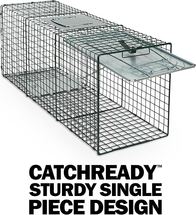 Humane Way Sentinel 32 Inch + 24 Inch Live Animal Trap Combo Pack - No Assembly Required - Raccoons, Cats, Groundhogs, Opossums, Rabbits, Squirrels