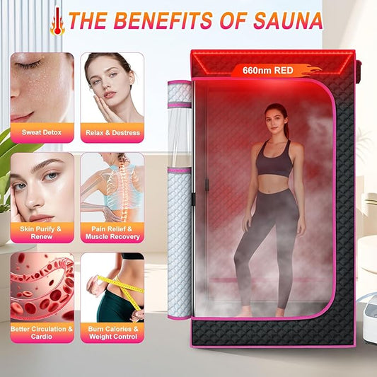 Portable Infrared Sauna Box for Home, Steam Sauna Tent with 1300W 3L Steamer, Full Body Relaxation for Indoor Use
