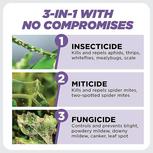 Earth's Ally 3-in-1 Plant Spray 8 Oz Concentrate for Pests and Disease - Organic Insecticide, Fungicide, Miticide - OMRI Listed for Indoor Houseplants and Outdoor Garden - Safe for Bees, Kids, Pets