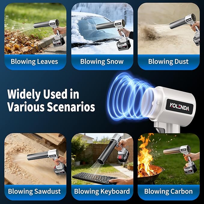 KOLENDA Handheld Cordless Lightweight Powerful Car Dryer Air Blower with 1800G & 335MPH Powerful, Air Duster Electric Leaf Blower Cleaning Dryer Turbo for Patio Cleaning, Lawn Care and Car Drying