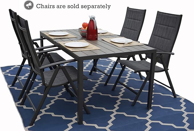 Kozyard Coolmen Outdoor Patio Indoor Dining Table Rectangle 35.6'x58.9' and Wood Like Laminate Table Top for 6 Person Porch Deck Garden(Brown)