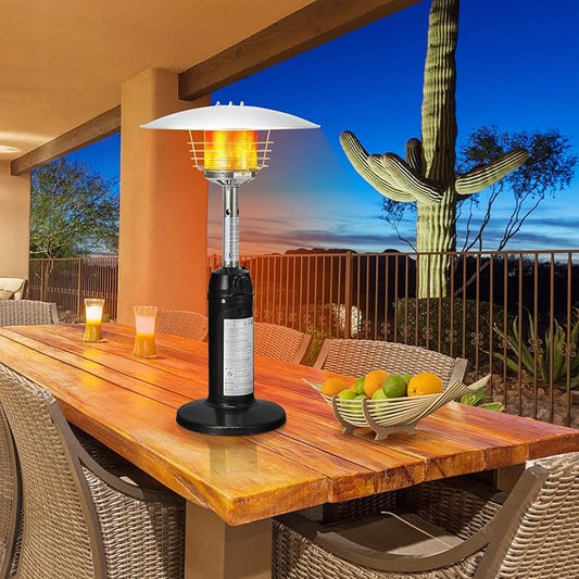 Tangkula Tabletop Propane Patio Heater, 11,000 BTU Portable Outdoor Heater W/Adjustable Flame, Simple Ignition System, Tipping-Over Protection, Ideal for Courtyard, Garden, Patio Restaurant (Black)