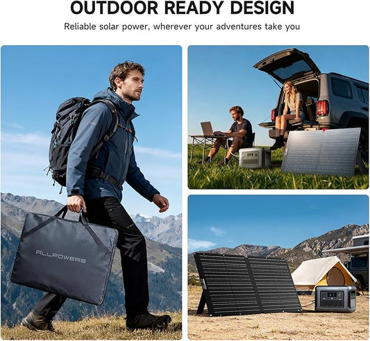 ALLPOWERS SOLAX SE100 100W Portable Solar Panel,High-Efficiency 23%-25% Monocrystalline Folding Solar Charger for Solar Generator,Camping&RV,12V/24V Compatible,IP68 Waterproof