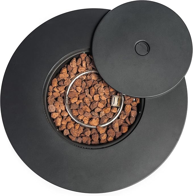 Propane Fire Pit Table, 30 Inch Steel Firepits for Outside, Round Gas Fire Pit for Outside Patio, Propane Fire Table for Patio, Backyard, Pool, 50,000 BTU, Tank Inside, Black