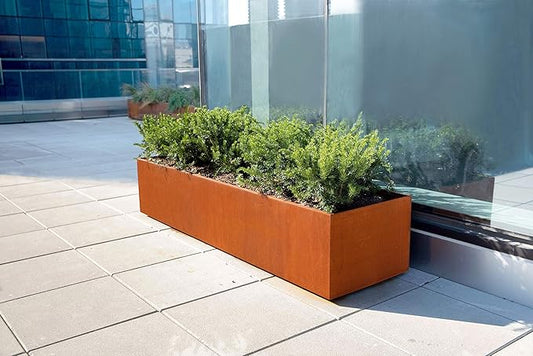 Plantercraft Large Rectangular Planters for Outdoor Plants - 48x12x36 Inch Corten Steel Planter, Extra Large Outdoor Planter Box for Patio Privacy Screen, Metal Planter Rectangle