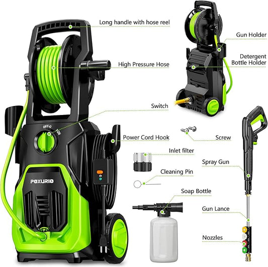 Electric Pressure Washer, 4000PSI 2.8 GPM Power Washer with Foam Cannon 35FT Hose Electric High Pressure Washer for Fences, Patios, Decks, Patios and Cars Powerwasher