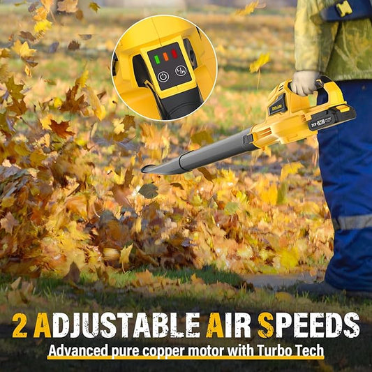 ZEGJAW Cordless Leaf Blower, 21V Leaf Blowers Cordless with Battery and Charger, 150 MPH Electric Leaf Blower with 2-Speed Mode, Battery Leaf Blower for Lawn, Garden, Yard (2PCS Batteries)