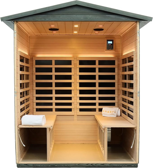 LTCCDSS Ultra-Low EMF Outdoor Sauna 3-Person, Full Spectrum Carbonized Black Walnut Far Infrared Sauna for Home, Near&Mid-IR Light, EMF 0.1-1mG, 81.1 * 45 * 83.5 Inch (81.1 * 45 * 83.5 inch)