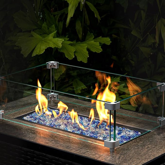 GASPRO 20 lbs Fire Pit Glass for Propane Fire Pit, 3/4 Inch Fire Glass Beads for Fireplace Fire Pit Table, Glass Rocks for Landscaping- Mixed Colors