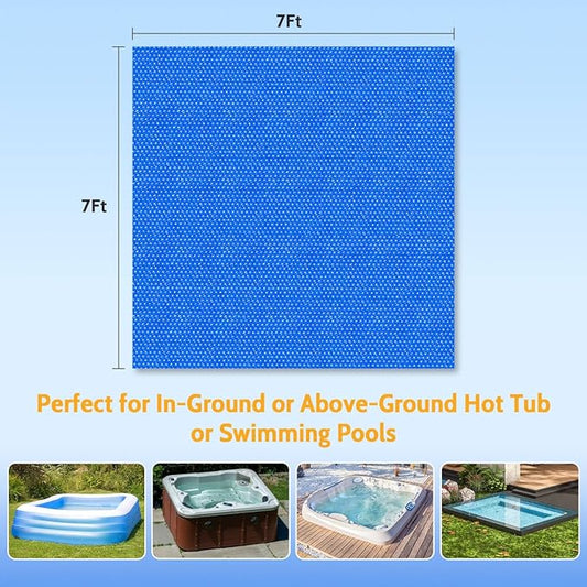 Hot Tub Bubble Cover, 7x7 Foot Hot Tub Thermal Blanket Square Solar Cover Insulation Blanket for Outdoor Hot Tub