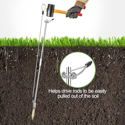 4 Pack Ground Earth Anchors, Easy Hook Anchor with Driving Rod, Earth Anchor Cable Stakes with Webbing for Anchor Tunnel Creenhouse, Large Walk-in Green House, Greenhouse Plastic