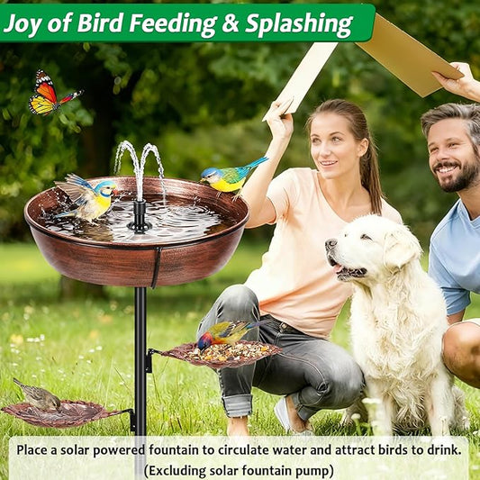 Olpchee Metal Bird Bath for Outdoor - Garden Bird Bath with Removable Bowl Heavy-Duty Base, Winter Birdbath Feeder Rust-Proof Birdbaths for Garden Yard Lawn Decor, Easy to Install(Bronze)