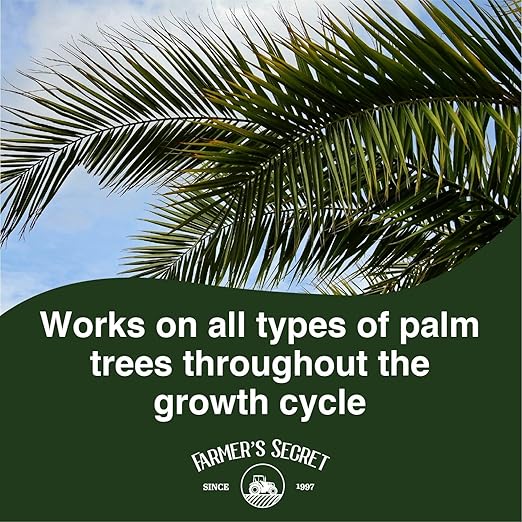Farmer's Secret Palm Tree Booster Fertilizer - Super Concentrated 4-15-12 Formula - Formulated for All Types of Palm Trees at All Life Stages - Outdoor and Indoor/Container Trees (128oz)