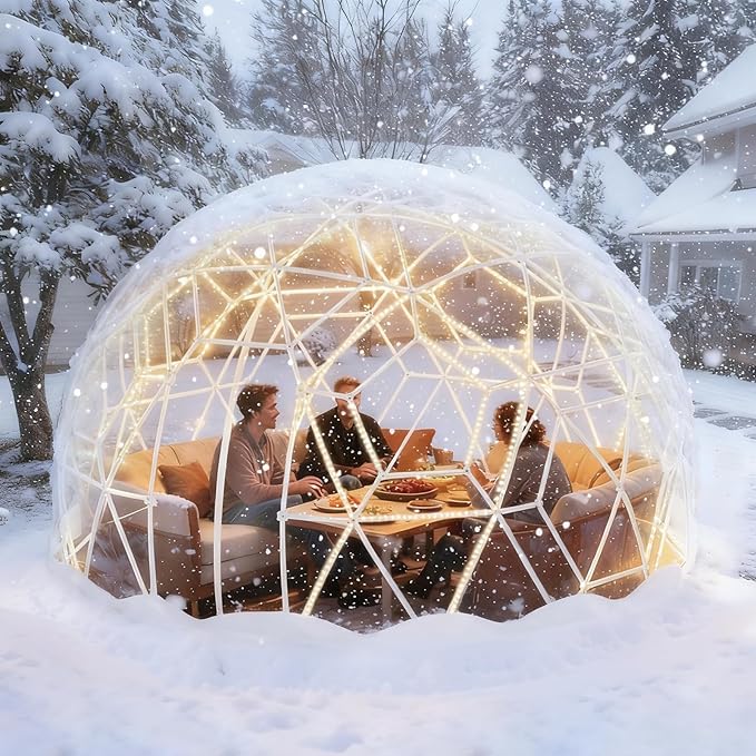 Garden Dome Tent, 9.6/12/15 ft Outdoor Clear Bubble Tent for 2-8 Person, All-Weather Geodesic Dome Greenhouse with Window & Door, PVC Transparent Tent for Patio, Camping, Party