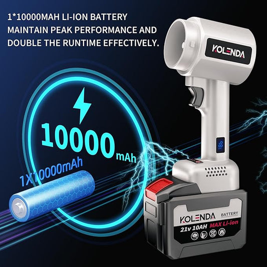 KOLENDA Handheld Cordless Lightweight Powerful Car Dryer Air Blower with 1800G & 335MPH Powerful, Air Duster Electric Leaf Blower Cleaning Dryer Turbo for Patio Cleaning, Lawn Care and Car Drying