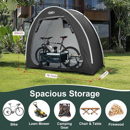 UNP Bike Storage Shed Tent, Portable Outdoor Bike Storage Tent with 210D Oxford Thick PU4000 Waterproof for 1/2/3/4 Bikes, Bike Covers Storage Shed for Bicycles, Lawn Mower, Garden Tools