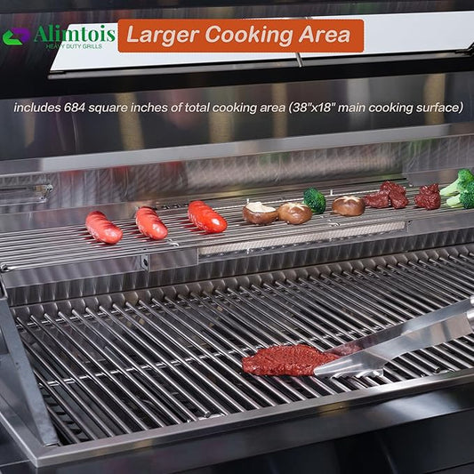 BBQ Island Outdoor Kitchen: 46-Inch 4-Burner 72000 BTU Modular Outdoor Grill Islands + Side Burner + Rotisserie + Granite Countertops for Backyard Family Gatherings Small Business