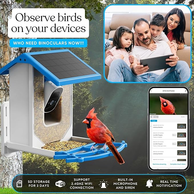 FLUTRR Smart Bird Feeder with Camera | HD Solar Powered Bird Feeder with Camera | Night Vision Camera with Motion Detection | WiFi Bird Cam is Perfect for Bird Lovers |