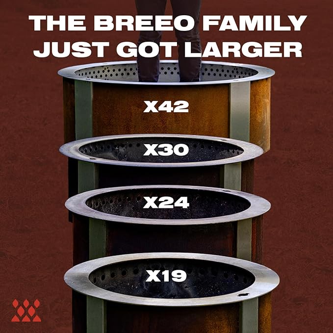 Breeo Smokeless Fire Pit (X Series 42, Corten Steel, Lid Included) | 46 inch Smokeless Firepit for Outside | 190 Pounds | Gifts for Dad | Compatible with Wide Range of Breeo Accessories