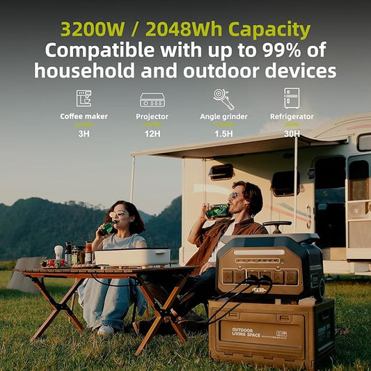 IEE 3200W Solar Generator P3200 with 500W Solar Panel, 2048Wh Portable Power Station, 1800W AC Charging & 1000W Solar Charging, LFP Battery, 14 Output Ports, APP Control, for Home Backup, Camping, RV