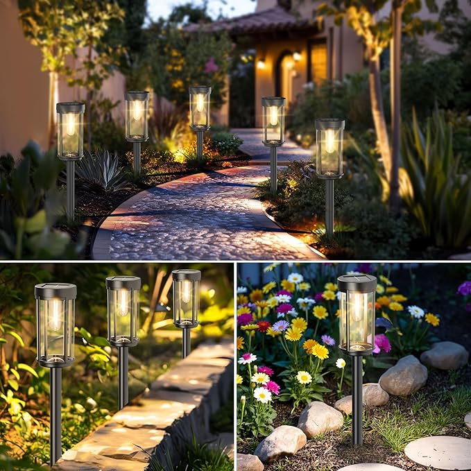 16 Pack Solar Lights Outdoor Waterproof for Garden Walkway Pathway Lawn Yard Decorative Modern Landscape Lighting. (Warm White Light, 16)